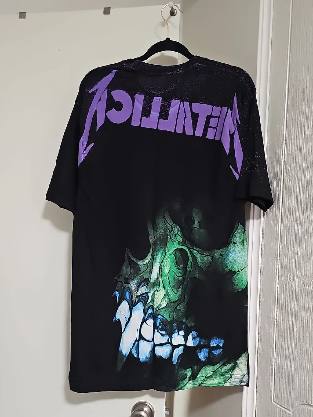 Electric Circus Distressed Metallica Band Graphic T-Shirt Black/Purple XXL